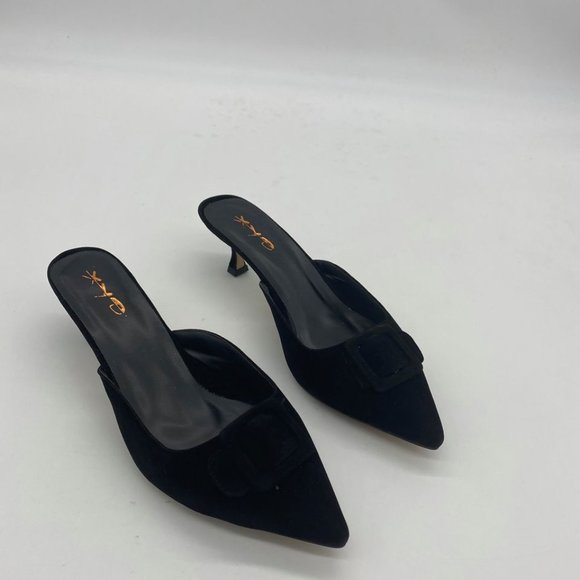 XYD Women Pointed Toe Sandal Pumps Mid Kitten Heel - Picture 2 of 9